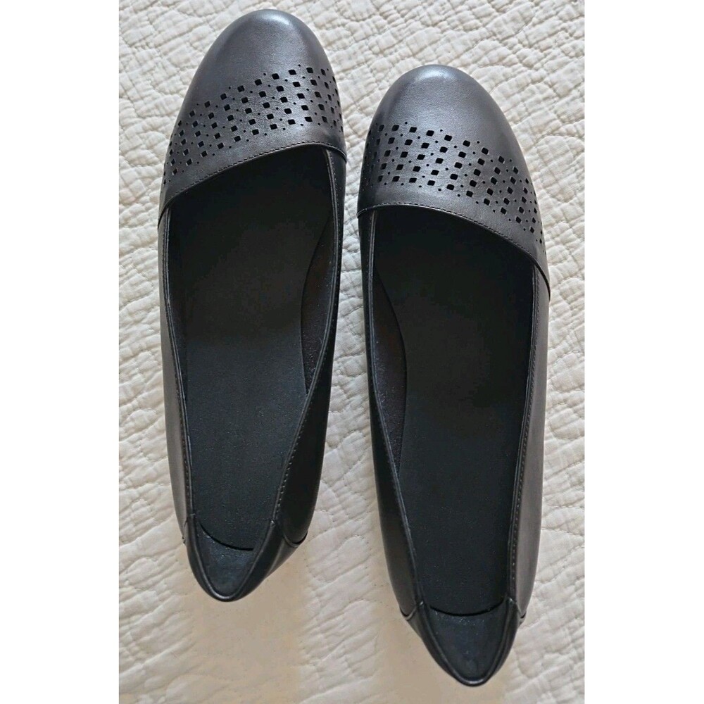 ABEO 24/7 Fleur Ballet Flat Shoes Comfort Black Leather perforated NEW Sz 9